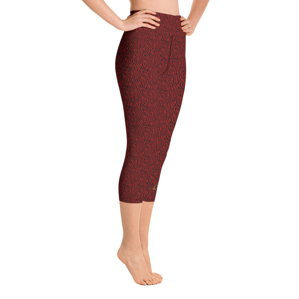 Red Zebra Yoga Capri Leggings