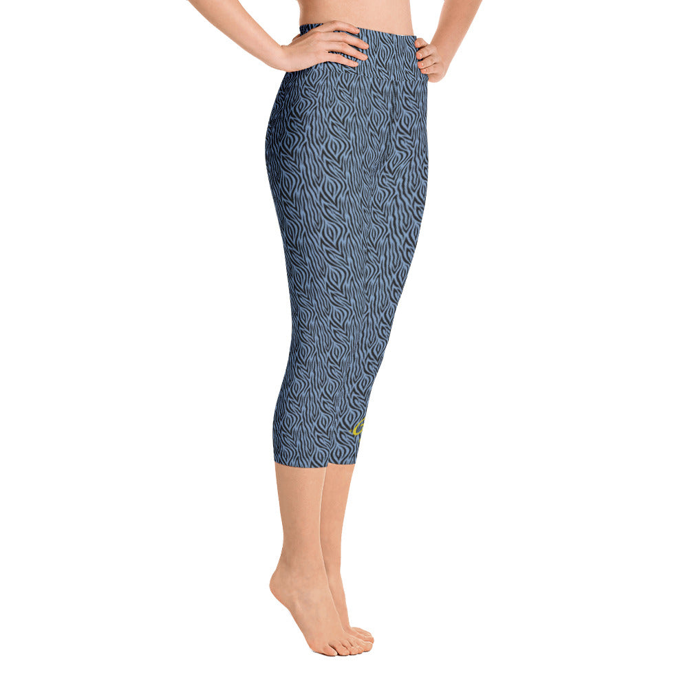 Blue Zebra Yoga Capri Leggings