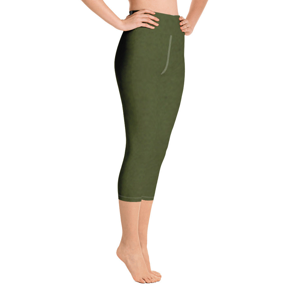 Tree Hugging Forest Green Yoga Capri Leggings