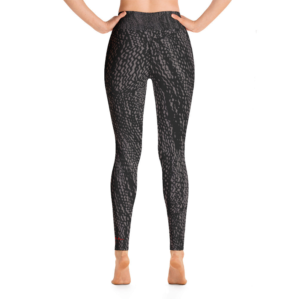 Charcoal Grey Tire Scribble Yoga Leggings