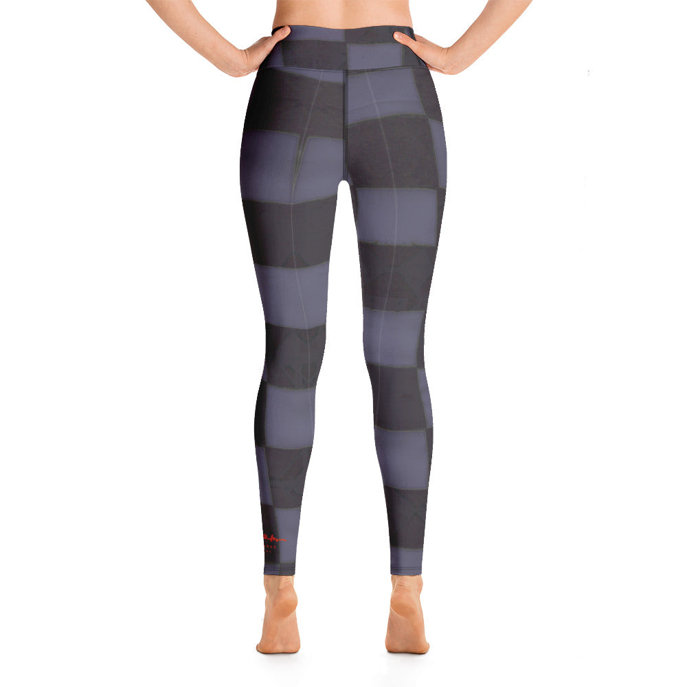 Slate Blue Checkerboard Yoga Leggings