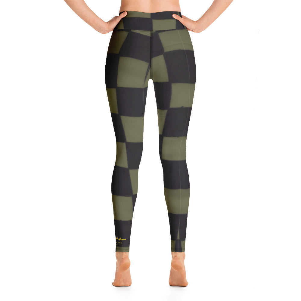 Khaki Checkerboard Yoga Leggings