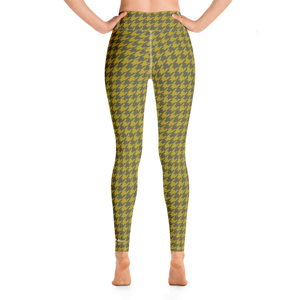 Olive Houndstooth Yoga Leggings