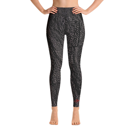 Charcoal Grey Tire Scribble Yoga Leggings