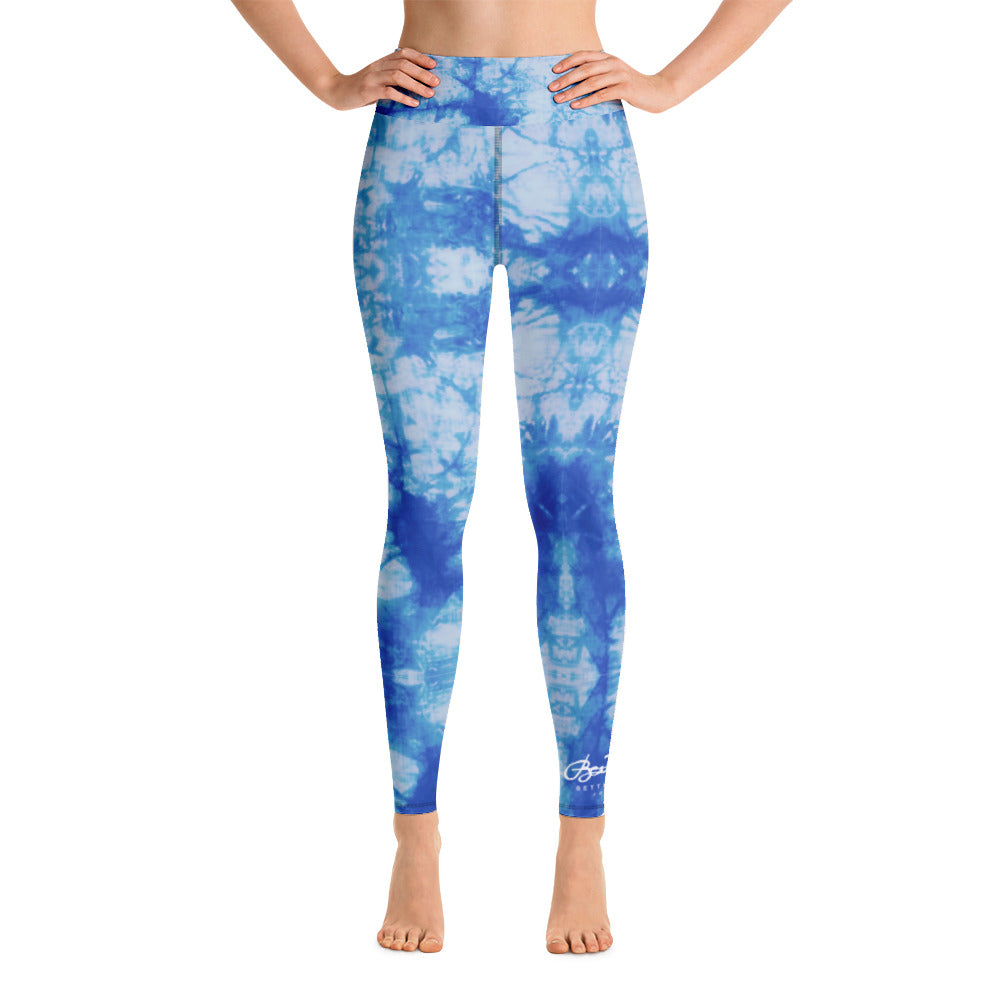 Blue Tie Dye Yoga Leggings