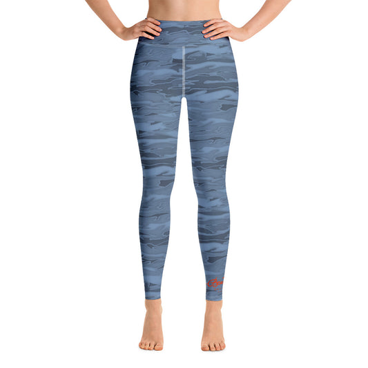 Steel Blue Camouflage Lava Yoga Leggings