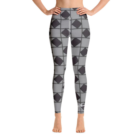 Grey Checkerboard Optical Yoga Leggings