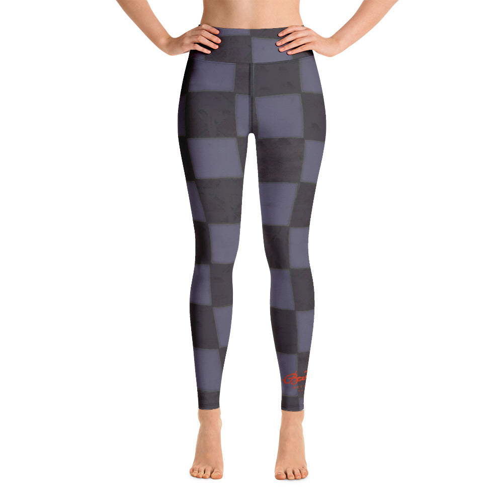 Slate Blue Checkerboard Yoga Leggings