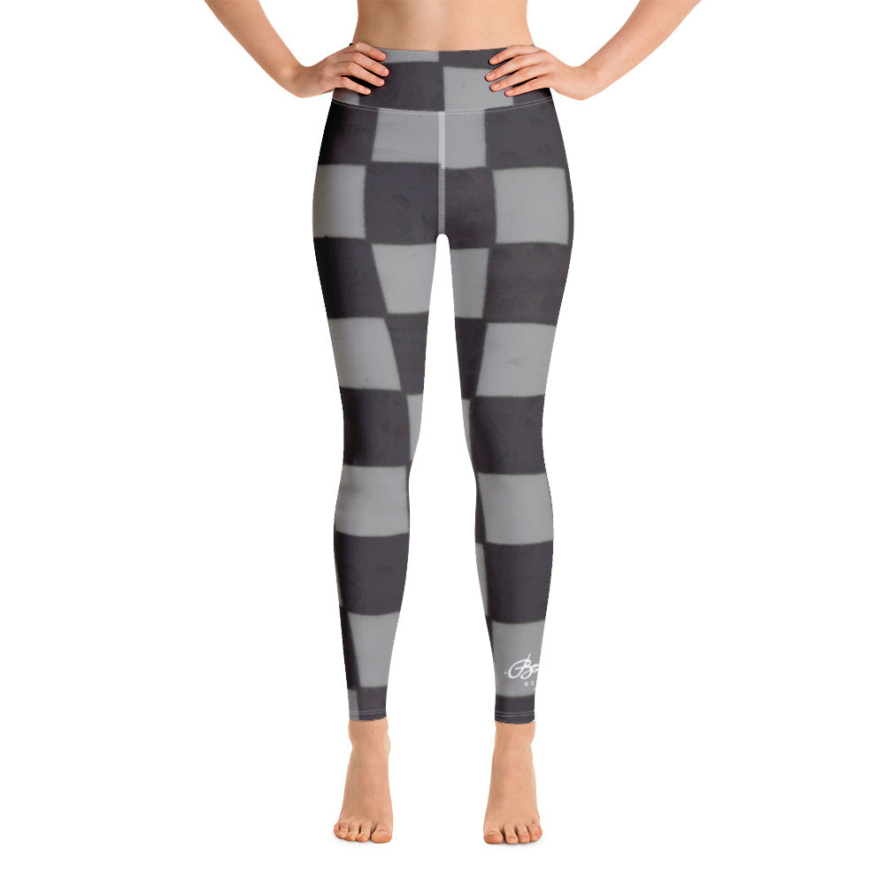 Grey Checkerboard Yoga Leggings