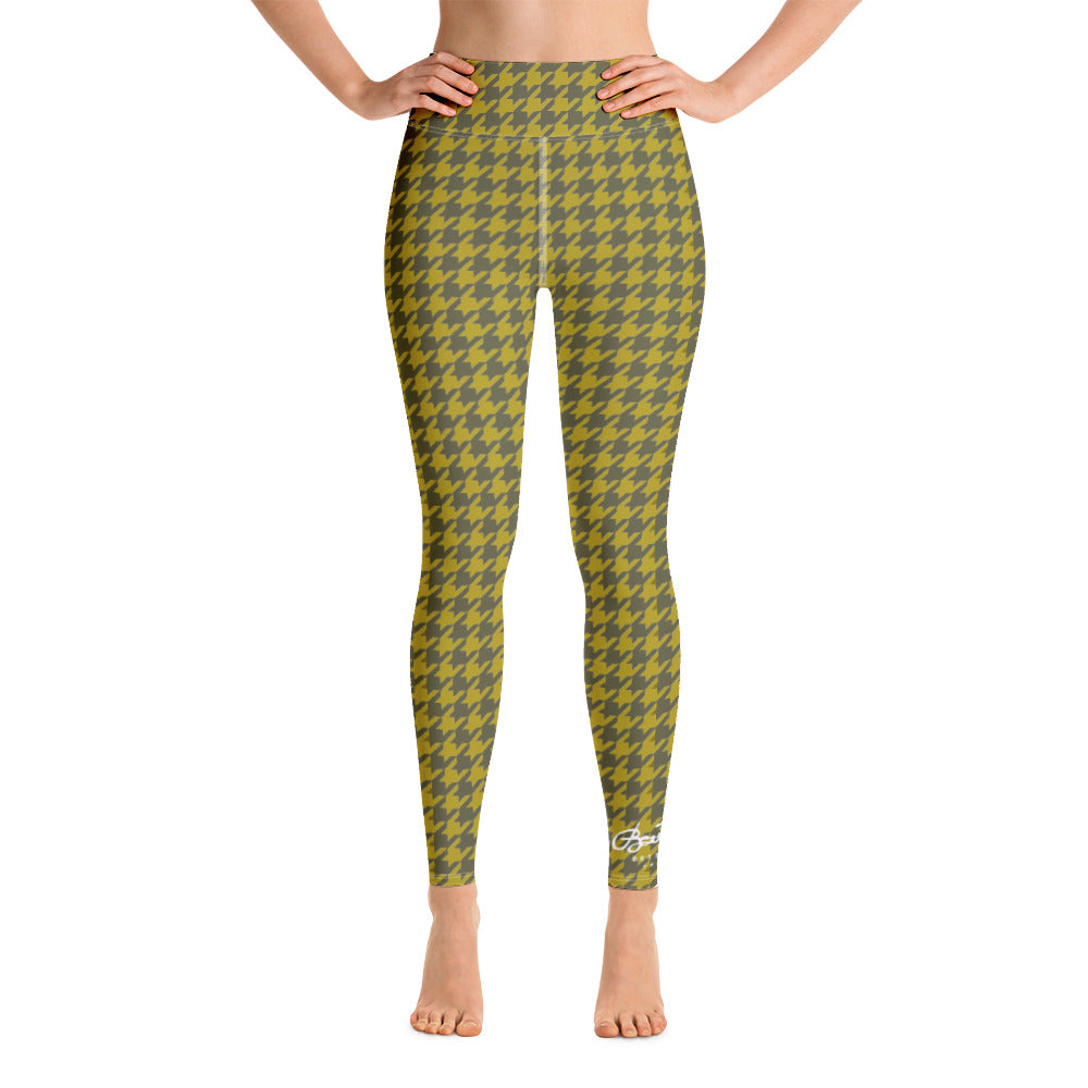 Olive Houndstooth Yoga Leggings