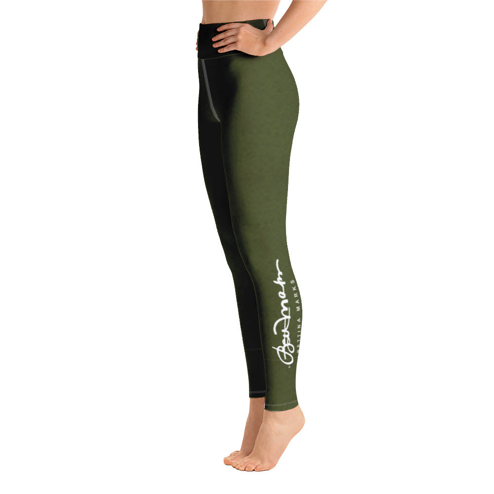 Tree Hugging Forest Green Yoga Leggings