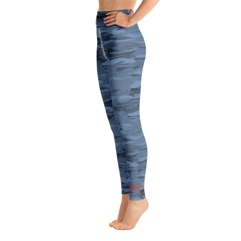 Steel Blue Camouflage Lava Yoga Leggings