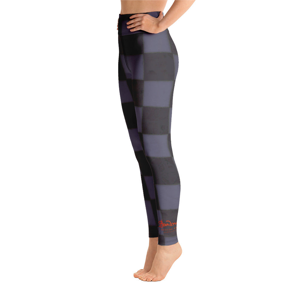 Slate Blue Checkerboard Yoga Leggings