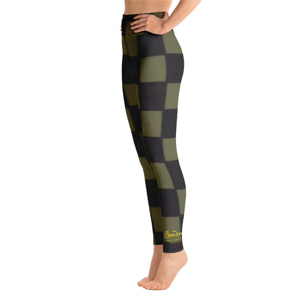 Khaki Checkerboard Yoga Leggings