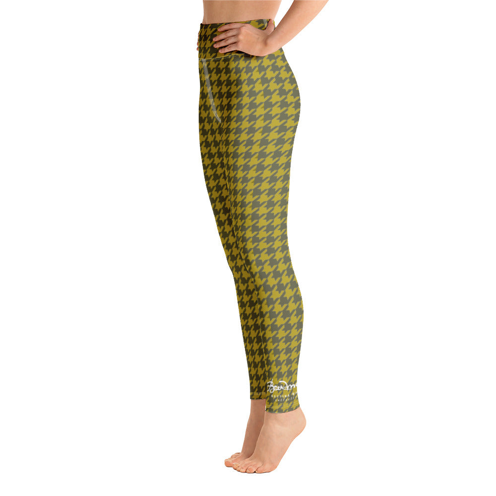 Olive Houndstooth Yoga Leggings