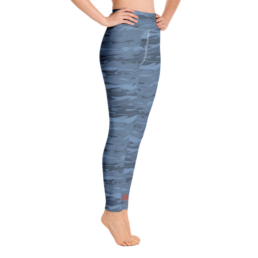 Steel Blue Camouflage Lava Yoga Leggings