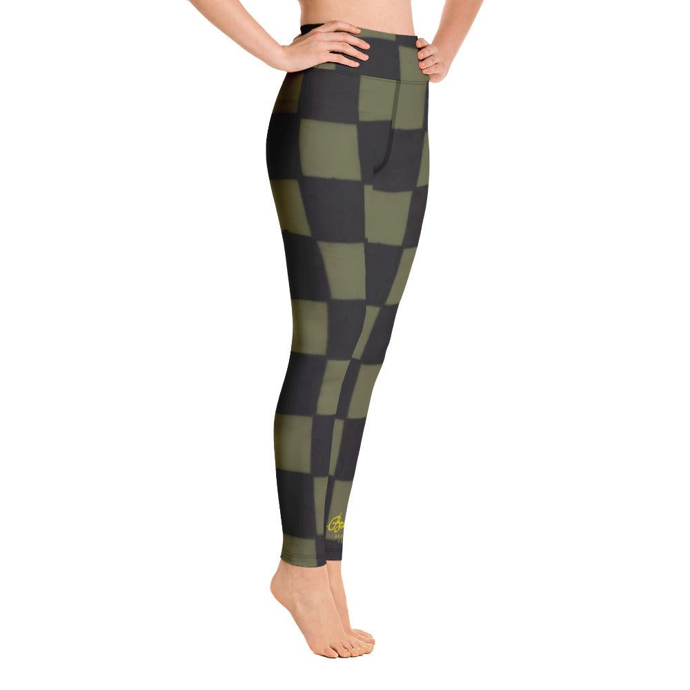 Khaki Checkerboard Yoga Leggings