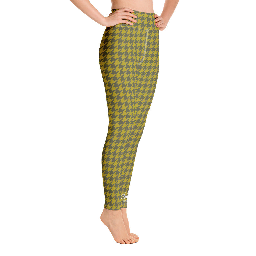 Olive Houndstooth Yoga Leggings