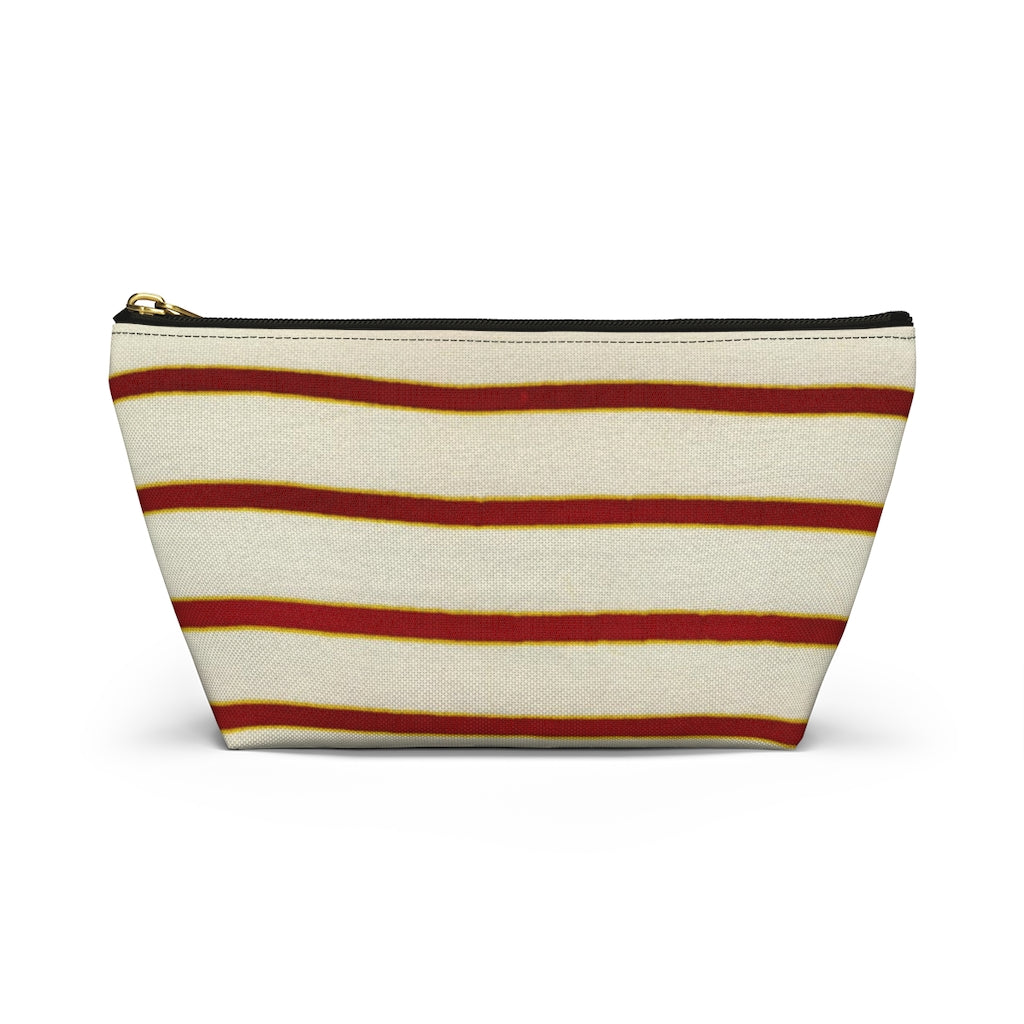 Red White Stripe Accessory Pouch w T-bottom