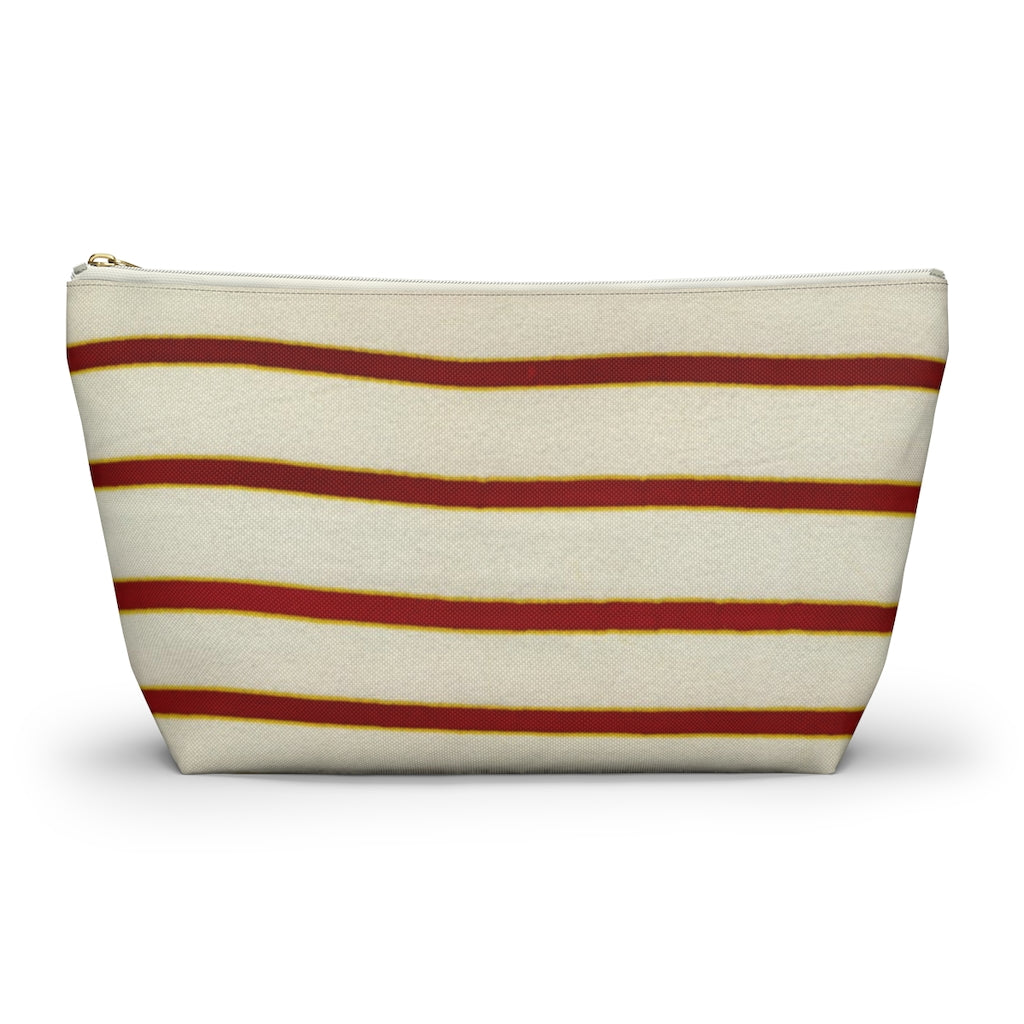 Red White Stripe Accessory Pouch w T-bottom