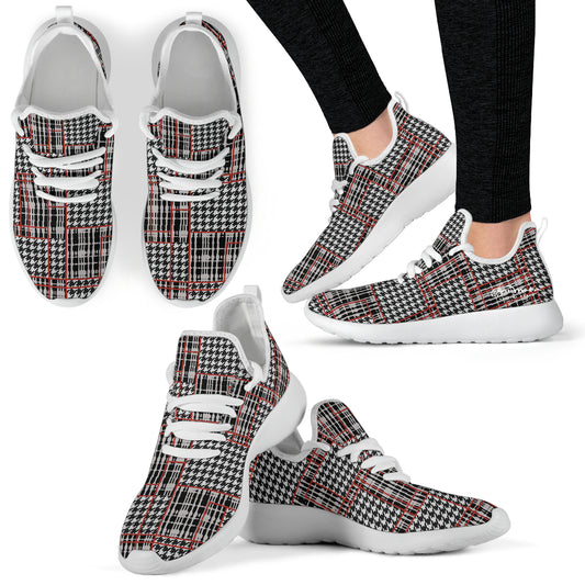 Plaid Houndstooth Mesh Knit Sneakers