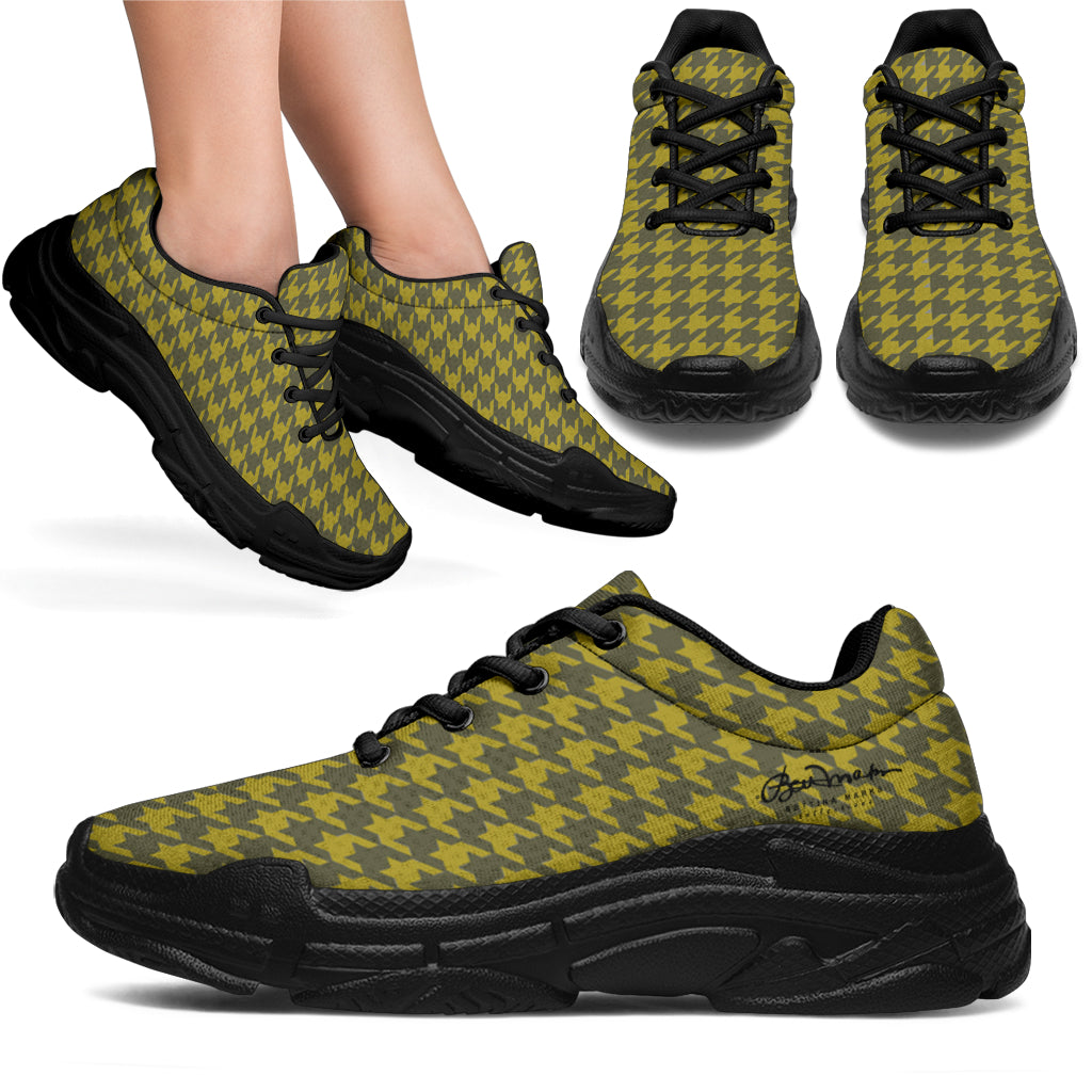Olive Houndstooth Chunky Sneakers