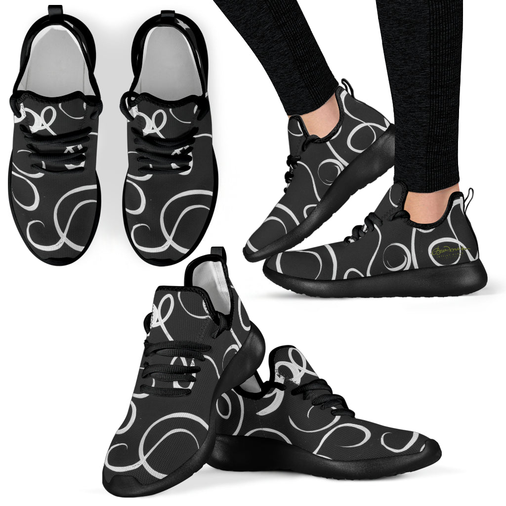 B&W Squiggles Mesh Knit Sneakers