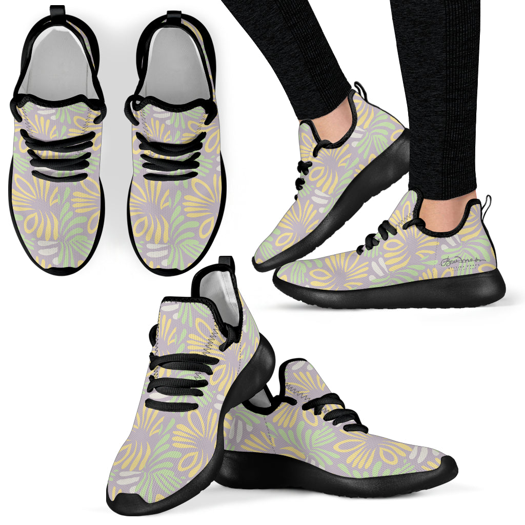 Faux Floral Mesh Knit Sneakers