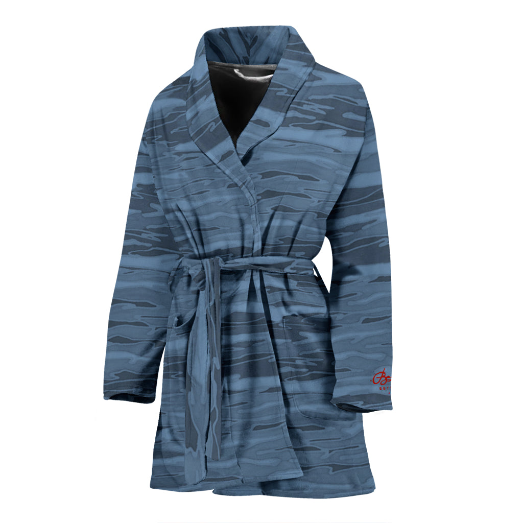 Steel Blue Camouflage Lava Bath Robe - Women