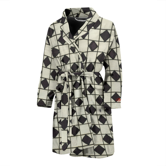 B&W Checkerboard Optical Bath Robe - Men