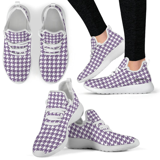 Lilac Houndstooth Mesh Knit Sneakers