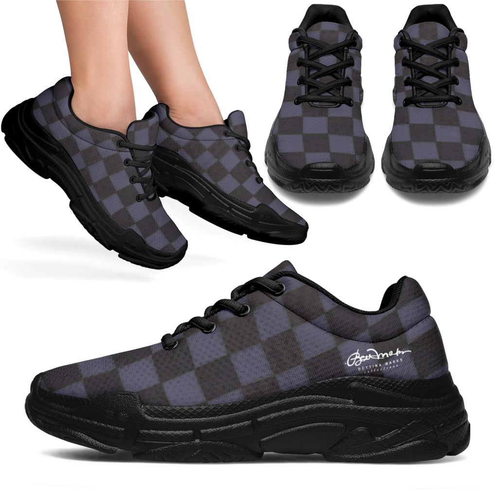 Slate Checkerboard Chunky Sneakers