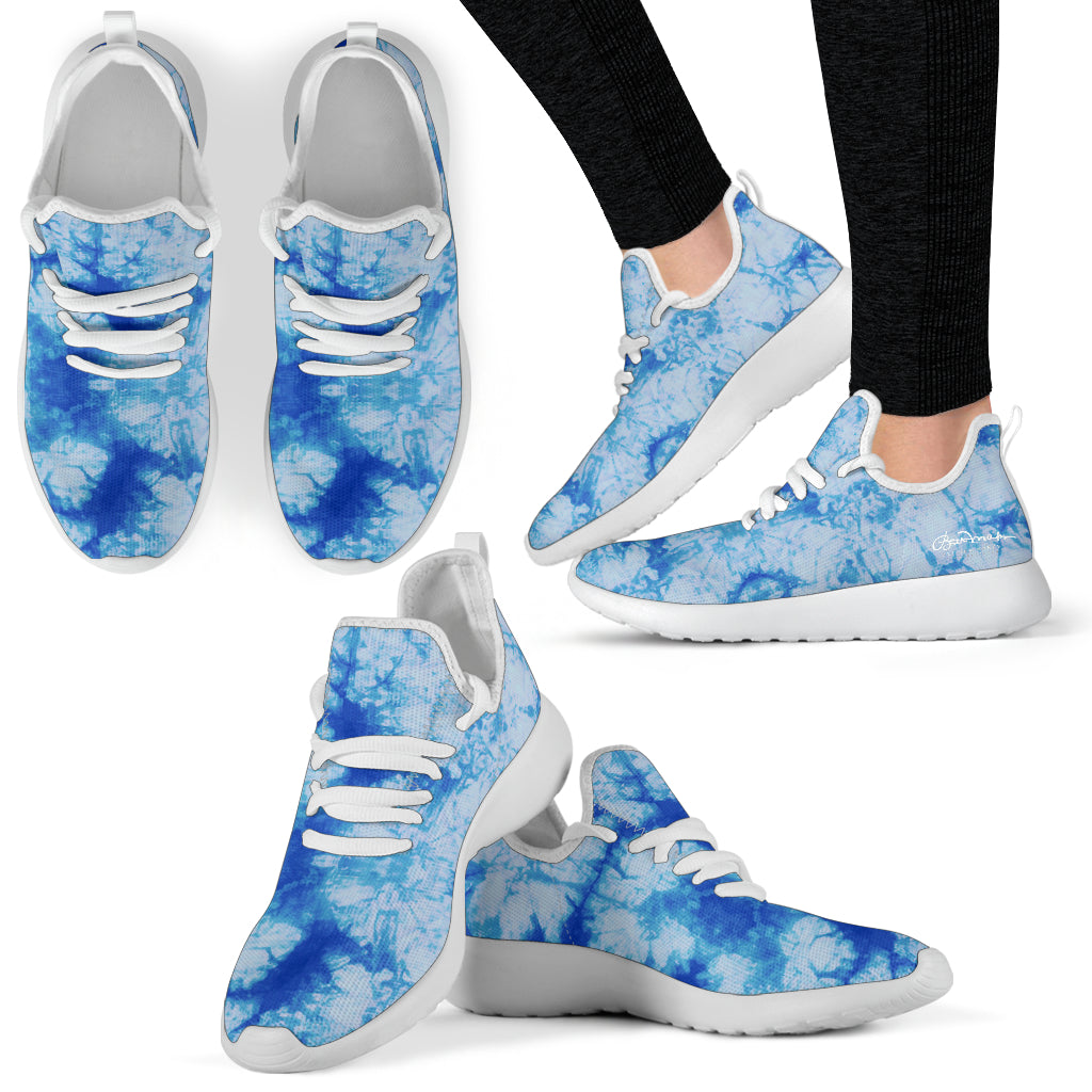 Blue Tie Dye Mesh Knit Sneakers