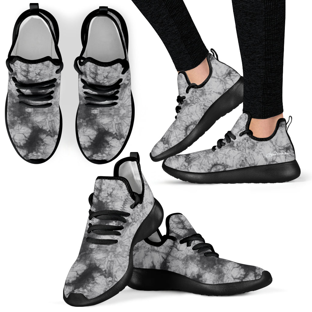 Grey Tie Dye Mesh Knit Sneakers