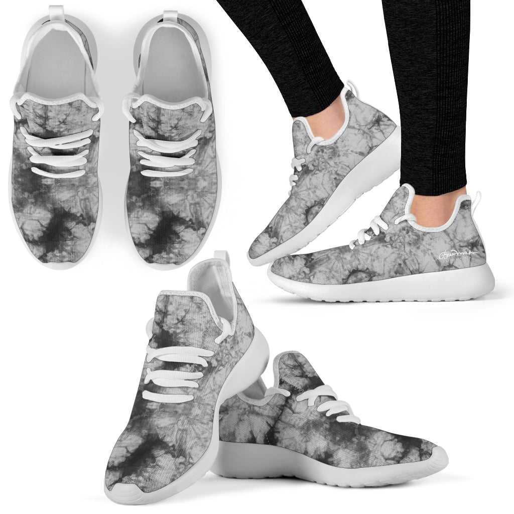 Grey Tie Dye Mesh Knit Sneakers