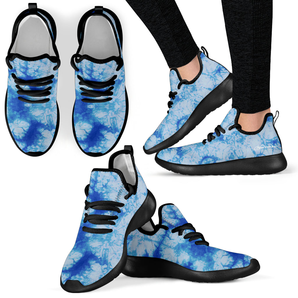 Blue Tie Dye Mesh Knit Sneakers