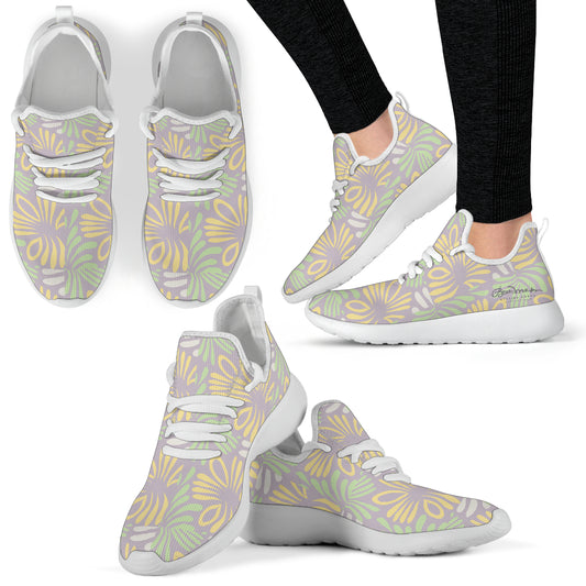 Faux Floral Mesh Knit Sneakers