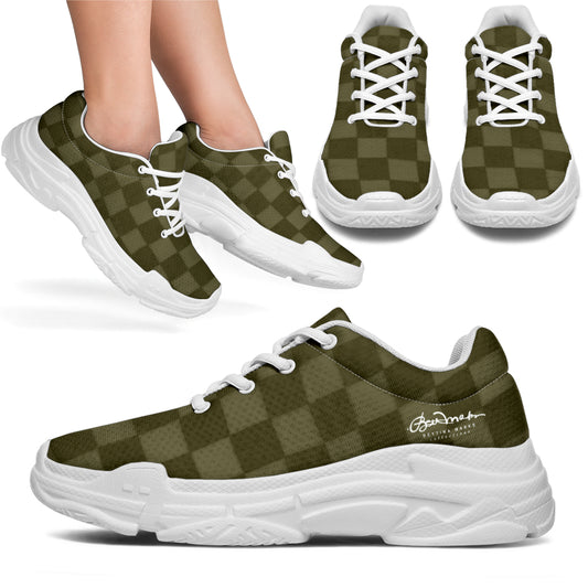 Khaki Checkerboard Athletic Sneakers