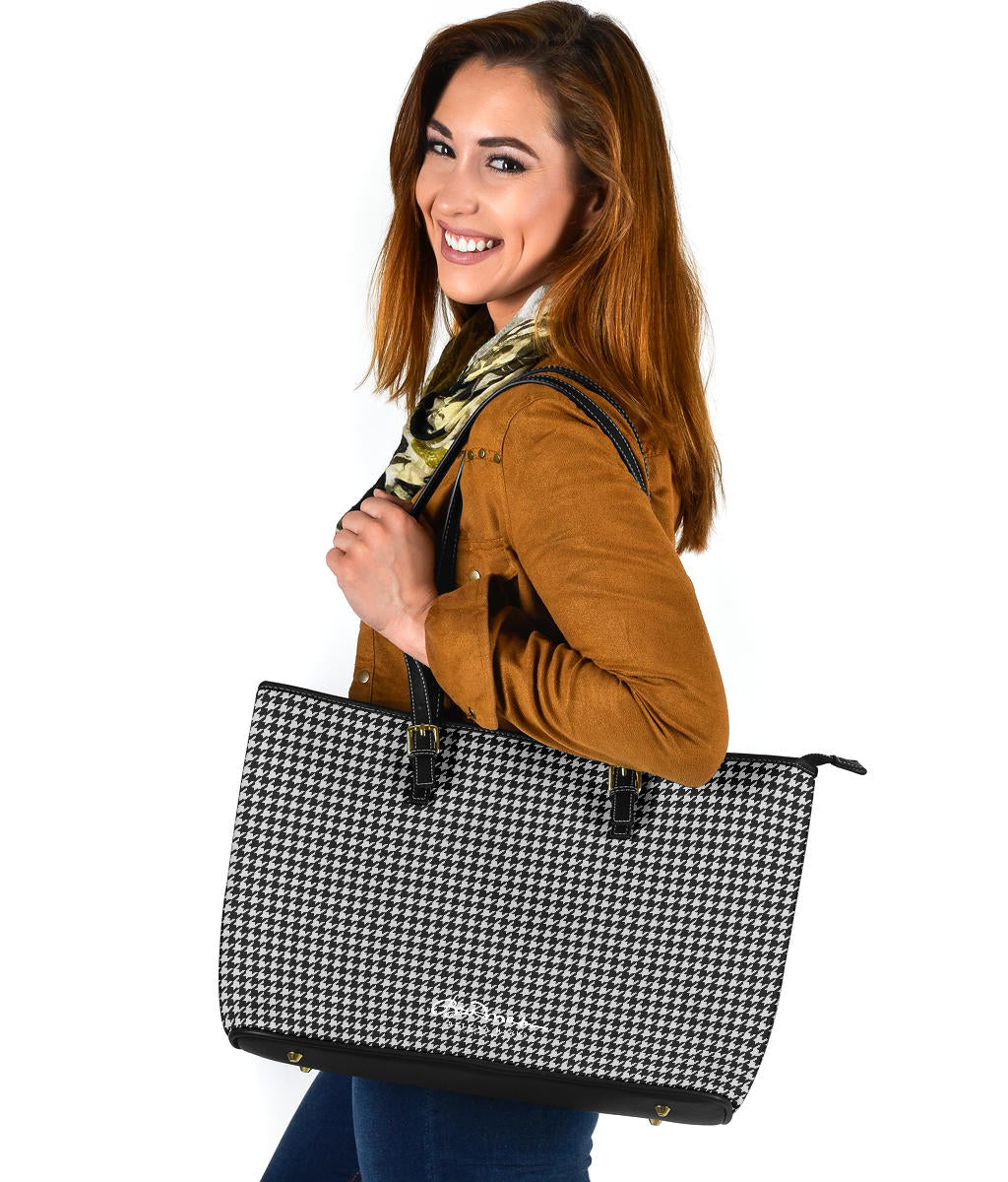 B&W Houndstooth Large Tote Bag