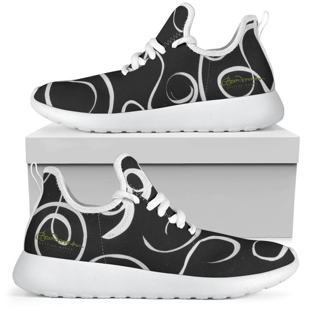 B&W Squiggles Mesh Knit Sneakers