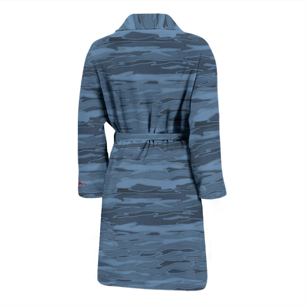 Steel Blue Camouflage Lava Bath Robe - Men