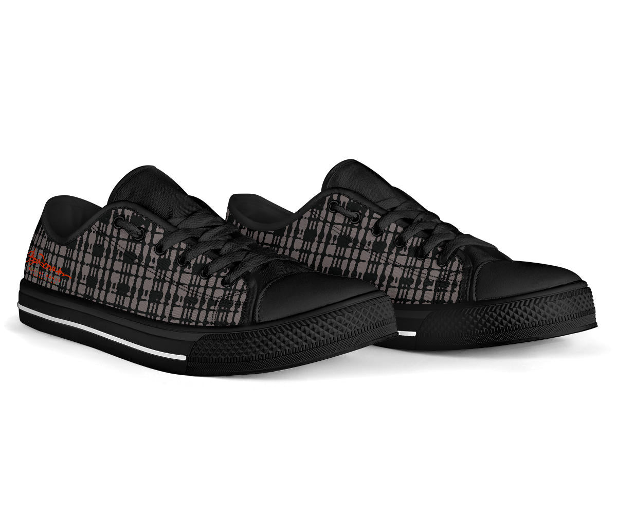 Black Tight Plaid Low Top Sneakers