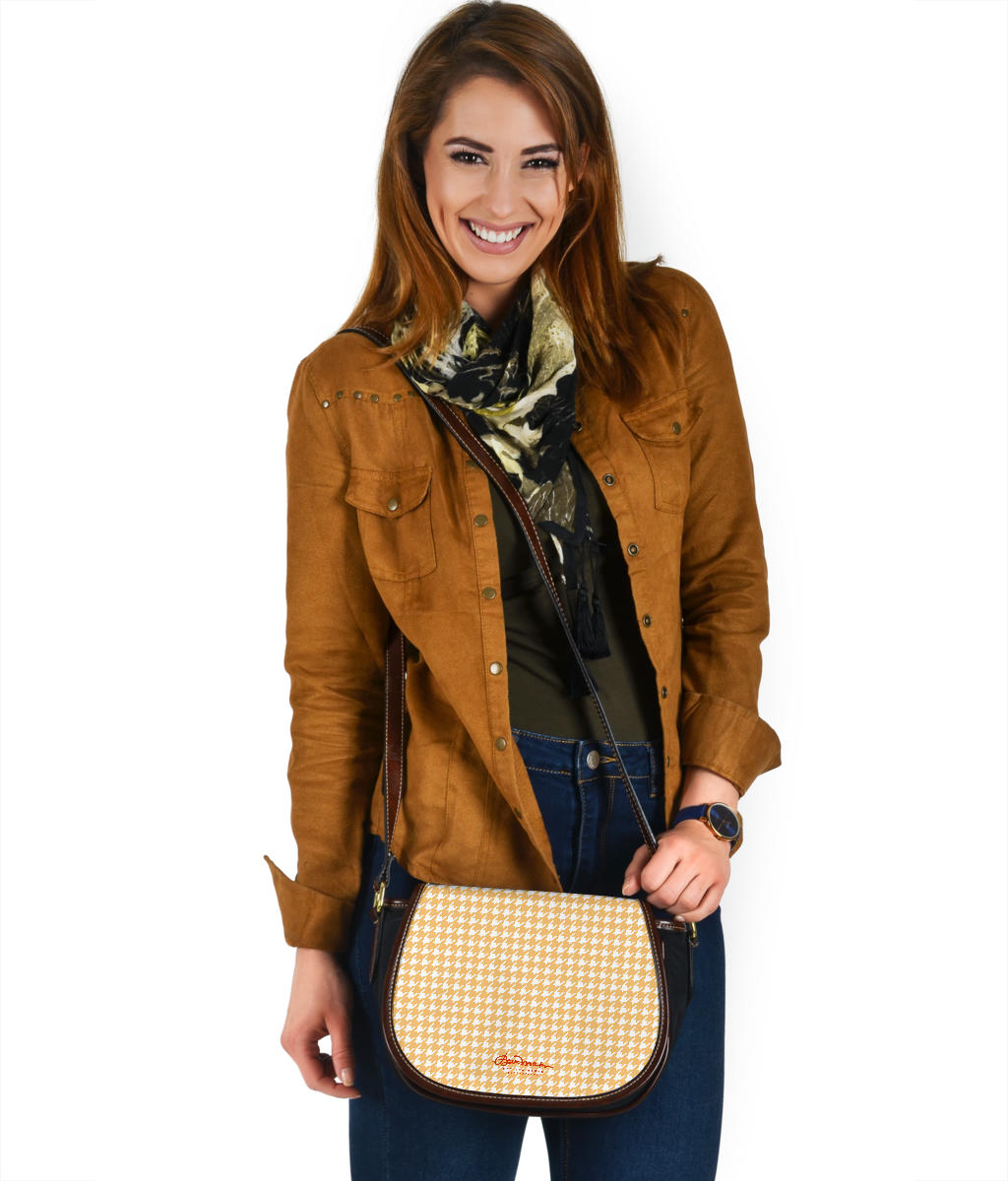 Banana Houndstooth Saddle Shoulder Bag