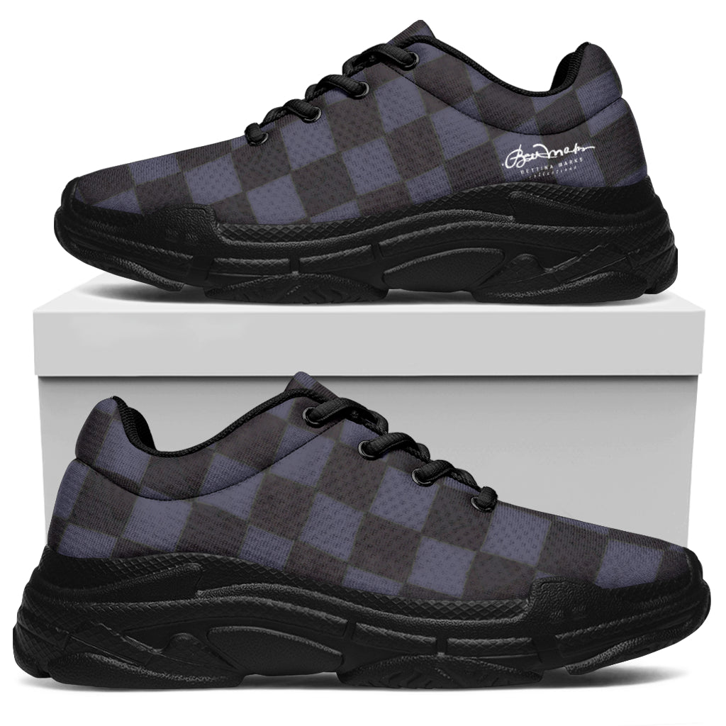 Slate Checkerboard Chunky Sneakers