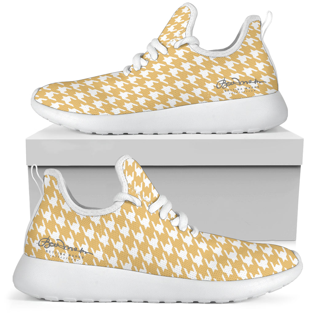 Banana Houndstooth Mesh Knit Sneakers