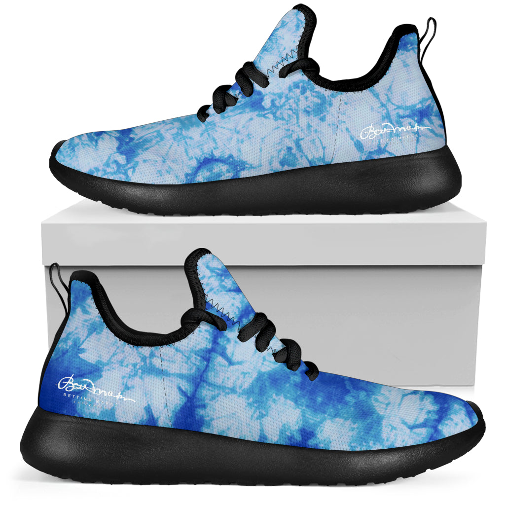 Blue Tie Dye Mesh Knit Sneakers