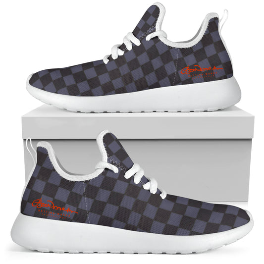 Slate Checkerboard Mesh Knit Sneakers