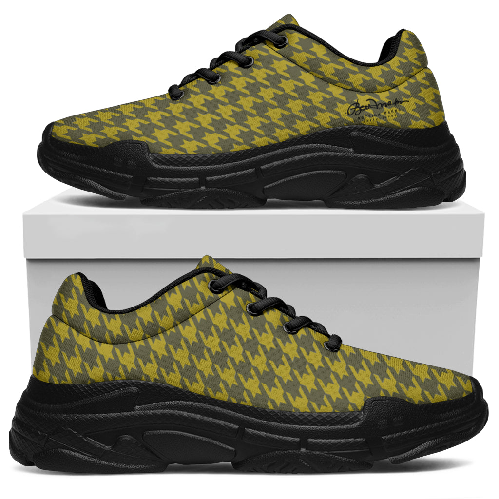 Olive Houndstooth Chunky Sneakers