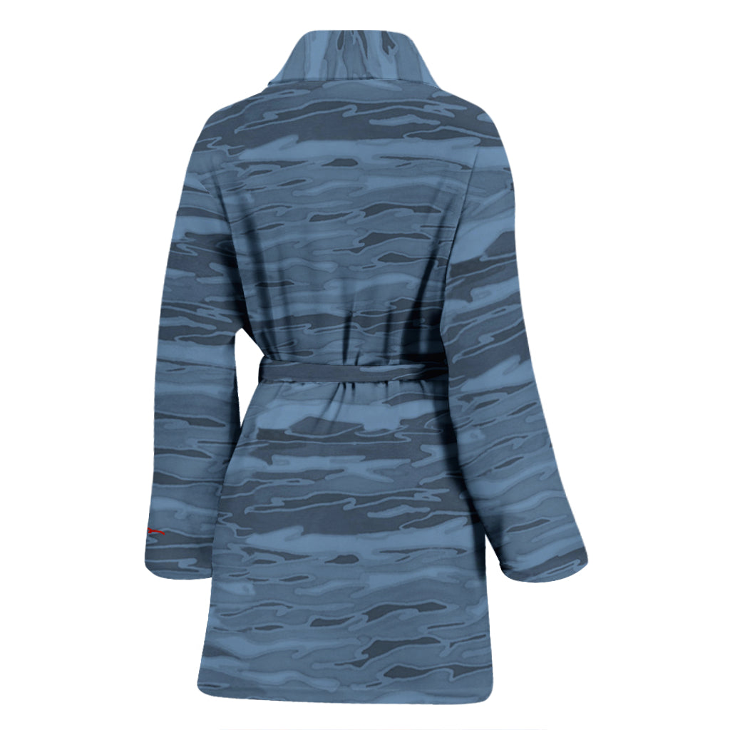 Steel Blue Camouflage Lava Bath Robe - Women