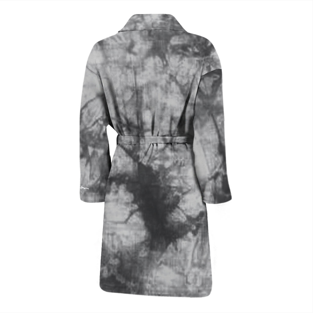 Grey Tie Dye Bath Robe - Men